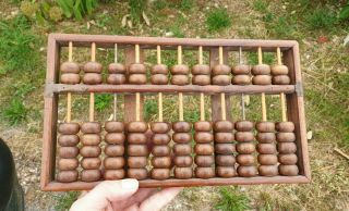 Lotus - Flower Brand Abacus.  11rods: 9 Wood & 2 Metal.  77 Wood Beads.  Prc