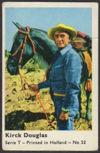 Kirk Douglas - 1974 Vintage Dutch Serie T Western Set Movie Star Gum Card 52