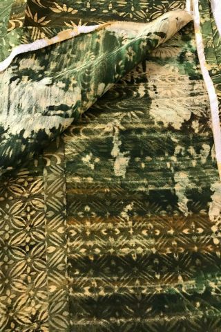 @@ 4 pc Japanese vintage kimono silk fabric/smooth silk/ green shades W40 3