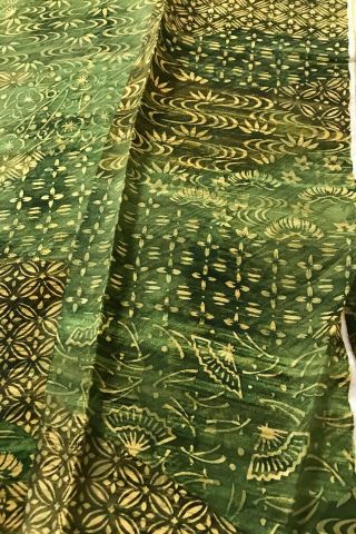 @@ 4 pc Japanese vintage kimono silk fabric/smooth silk/ green shades W40 4