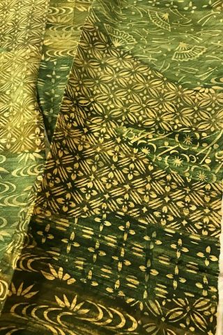 @@ 4 pc Japanese vintage kimono silk fabric/smooth silk/ green shades W40 5