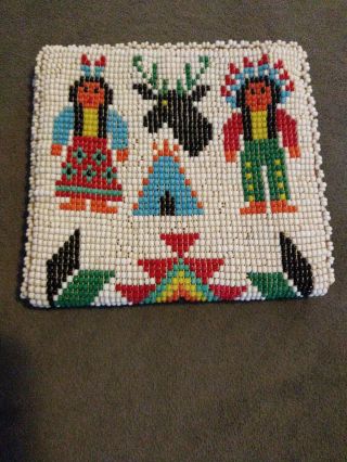 Native American Indian Chief Bead Decorated Animal Hide Teepee Wallet Billfold