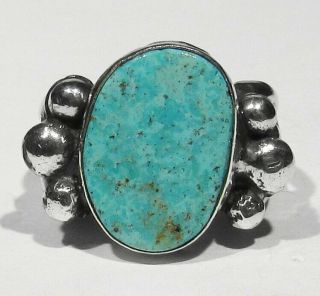 Large Old Signed Navajo 925 Silver Natural Cripple Creek Turquoise Mans Ring 10