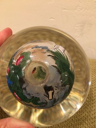 Asian Chinese Japanese Reverse Hand Painted Glass Globe Ball With Wood Base 5