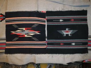 2 Vintage Chimayo Mexico Fine Wool Native American Weavings