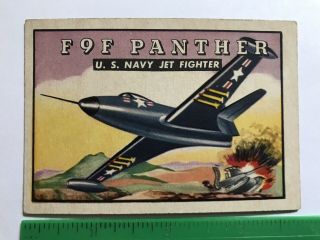 Vintage 1952 Topps Wings Trading Card 100 “f - 9f Panther U.  S.  Navy Jet Fighter”