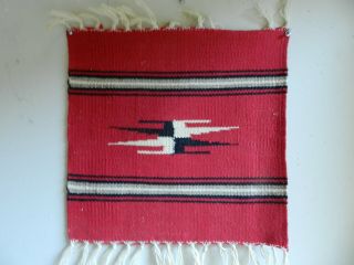 Old Red Chimayo Blanket,  Rug 14 " X15 ",  Great Shape,