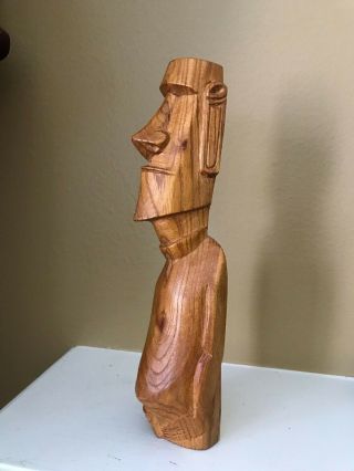 Vintage Easter Island Hand Carved Wood Moai Figurine - 9 1/4 " H