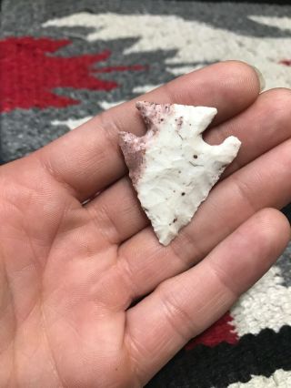 MLC s3161 Well Made Pink White Archaic Arrowhead Artifact Macon,  MO X Belshe 4