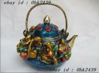 Ming Xuande Years In Ancient China,  The Eight Immortals Cloisonne Teapot