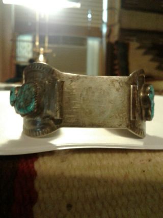 Vintage Navajo silver and tourquoise cuff watch band 4