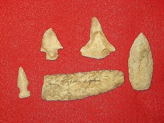 Authentic Native American Artifact Arrowhead 5) Rechipped Illinois Points M1