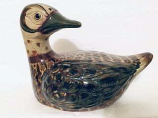 Large Vintage Carlos Villanueva Signed Mexico Pottery Bird Duck Art Figurine 7½ "
