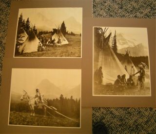 Set Of 3 Native American Indian Blackfeet Blackfoot Historic Poster Photo Prints