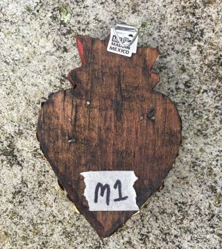 HEARTS - Mexican Milagro Heart - Hand Crafted Wood Milagros Folk Heart 5