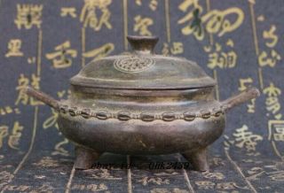 Asian Collectible Chinese Bronze Hand Carving Incense Burner Censer Xu