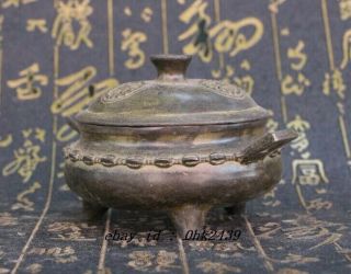 Asian Collectible Chinese Bronze Hand carving Incense Burner Censer Xu 2
