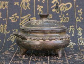 Asian Collectible Chinese Bronze Hand carving Incense Burner Censer Xu 3