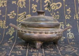 Asian Collectible Chinese Bronze Hand carving Incense Burner Censer Xu 4