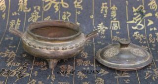 Asian Collectible Chinese Bronze Hand carving Incense Burner Censer Xu 5