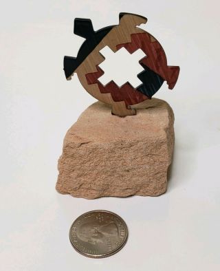 Turtle/tortoise Native American Sculpture Enamel Metal Art On Stone 3 "