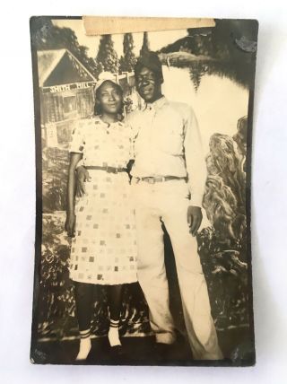 Wwii Sweethearts African American Army Soldier & Girlfriend Cute 1940s Photo