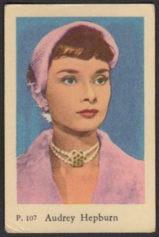 Audrey Hepburn - 1958 Vintage Swedish P Set Movie Star Gum Card P.  107