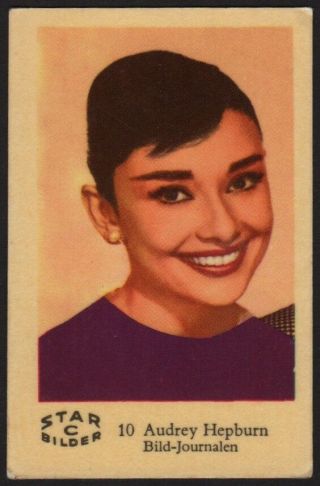 Audrey Hepburn - 1962 Vintage Swedish Star Bilder C Set Movie Star Gum Card 10