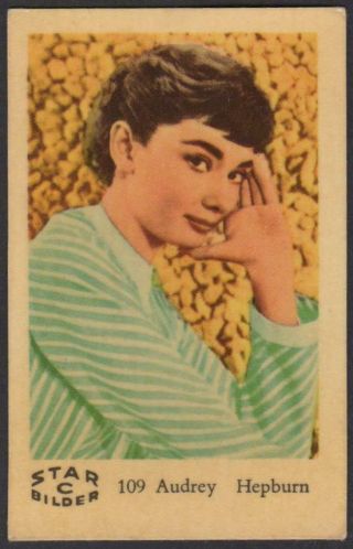 Audrey Hepburn - 1962 Vintage Swedish Star Bilder C Movie Star Gum Card 109