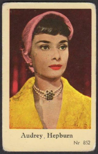 Audrey Hepburn - 1956 Vintage Swedish Nr Set Movie Star Gum Card Nr 852