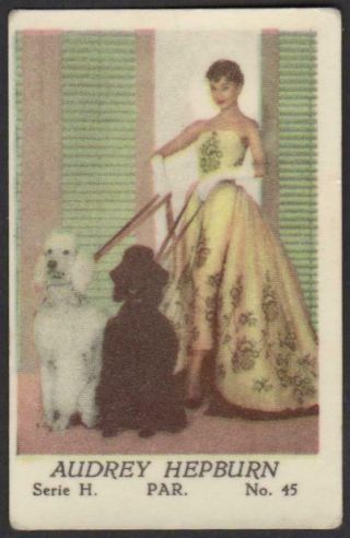 Audrey Hepburn - 1957 Vintage Swedish Serie H Movie Star Gum Card 75