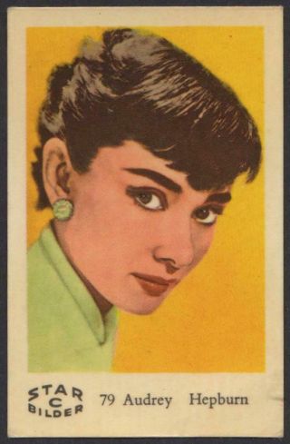 Audrey Hepburn - 1962 Vintage Swedish Star Bilder C Movie Star Gum Card 79