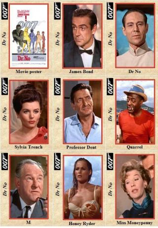 Dr No - James Bond Movie Trading Cards 007 Connery Ursula Andress Honey Ryder