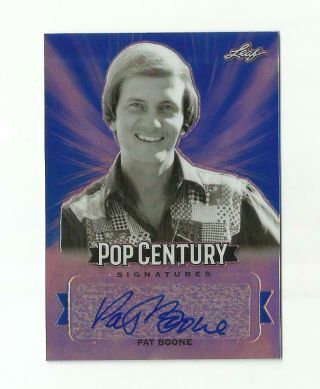 Pat Boone Auto 2019 Leaf Pop Century Blue Refractor 9/25 Singer Autograph Rare