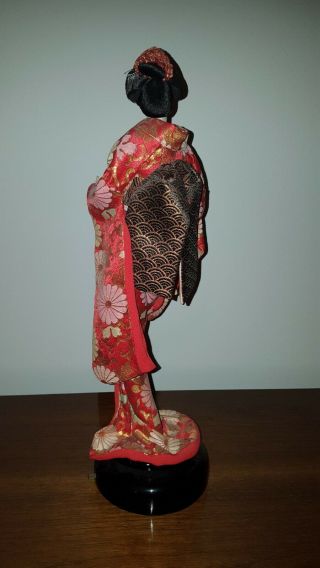 Vintage 1960 ' s GEISHA Silk Kimono Doll Music Box 2