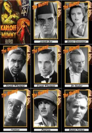 The Mummy 1932 Movie Trading Cards.  Classic Horror Boris Karloff