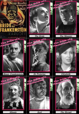 The Bride Of Frankenstein Movie Trading Cards.  Classic Horror Boris Karloff