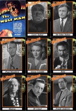 The Wolfman Movie Trading Cards.  1941 Classic Horror Lon Chaney Werewolf