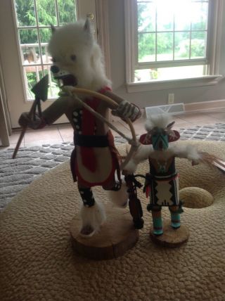 White Wolf Kachina By Signed By H.  Harry Benally And Eagle By C.  Smith