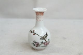 Chinese Porcelain Blossoms Birds Design Cabinet Vase Signed