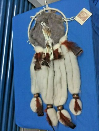 Large Indian Made Chico Dream Catcher/mandella - Leather Backing - Sheep Wool
