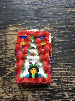 Vintage Hand Made Cut Beaded Native American Indian Cigarette Pack Case 50’s