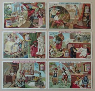 Liebig - Primary Industry / Raw Materials? - 19th C / C1910s Trade Card Set Of 6