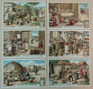 Liebig - Le Beurre (butter Making) - 19th Century / C1910s Trade Card Set Of 6