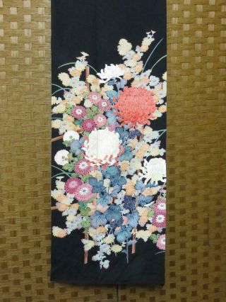 01vBCF 1636 Silk Vintage Tomesode Fabric Japanese kimono Chrysanthemum 2
