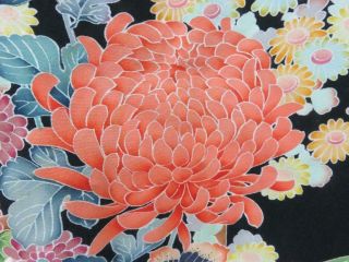 01vBCF 1636 Silk Vintage Tomesode Fabric Japanese kimono Chrysanthemum 5