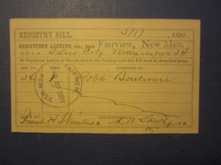 Old 1896 Fairview N.  M.  Registered Letters Postal Card To Silver City Mexico