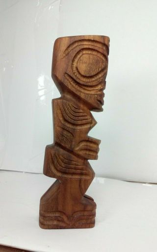 Rare Vintage Oceanic,  South Pacific Tribal Wood Carved Tiki From Tahiti 6.  5 X 2