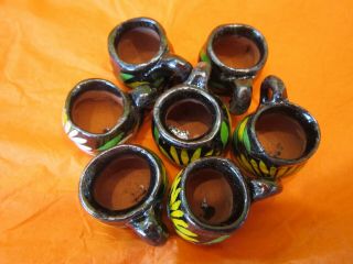 MEXICAN POTTERY 7 - PIECE MUG CUP EWER DOLL HOUSE MINIATURE HAND CRAFTED FOLK ART 2
