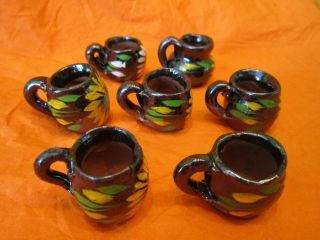 MEXICAN POTTERY 7 - PIECE MUG CUP EWER DOLL HOUSE MINIATURE HAND CRAFTED FOLK ART 3